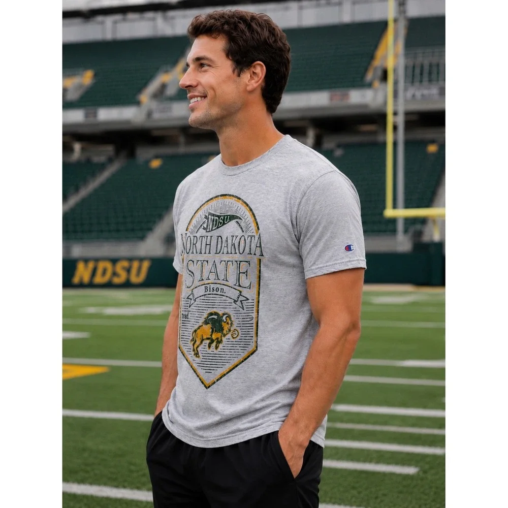 Champion NDSU Bison T-Shirt Unisex Large Gray New North Dakota State Graphic Tee - Picture 2 of 10